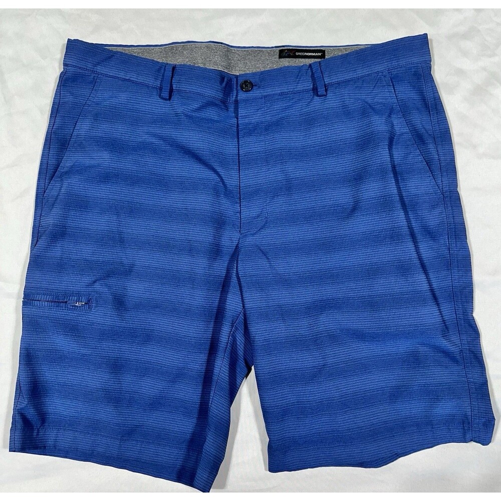 Greg Norman Golf Shorts Mens 38 Blue Performance Stretch Zip Pocket 9.5”